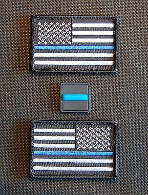 Thin Blue Line American Flag Patch Velcro Backing [FC-691965265209
