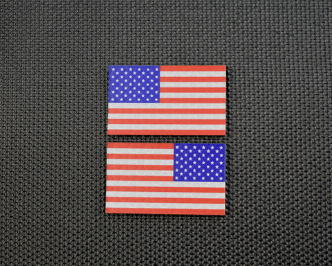 2 x 1.2 Mini Small US IR Flag Patch Set Tan & Black NSW ODA SFOD