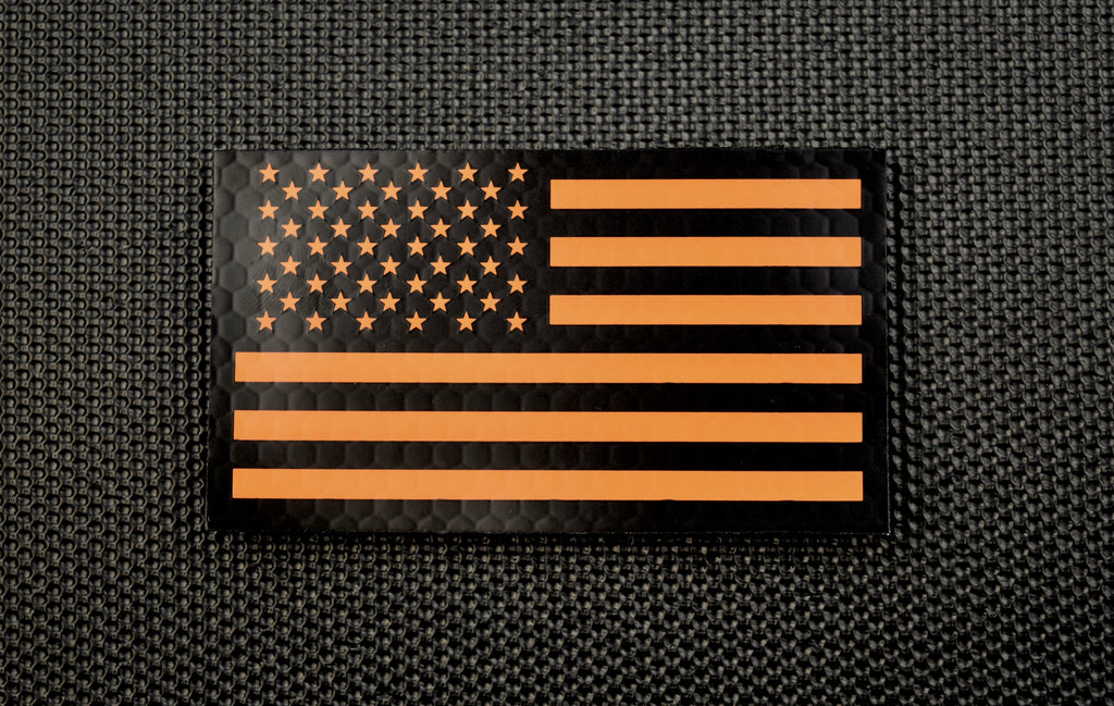 Infrared US Flag Patch Set - Black & Orange / Search & Rescue