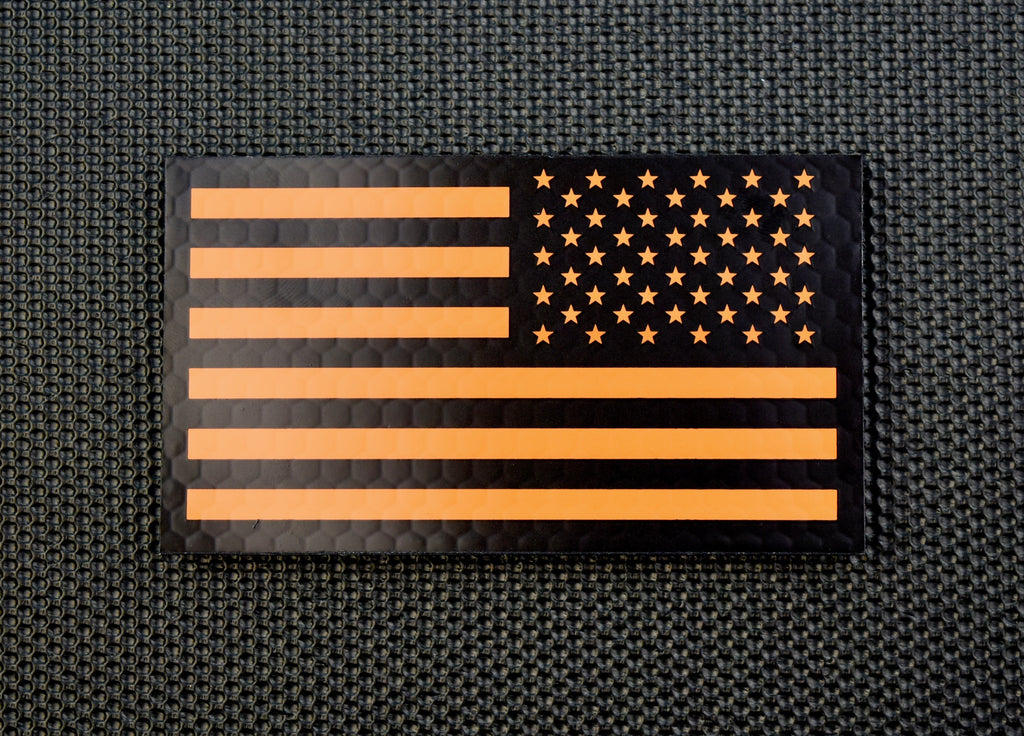 Infrared US Flag Patch Set - Black & Orange / Search & Rescue